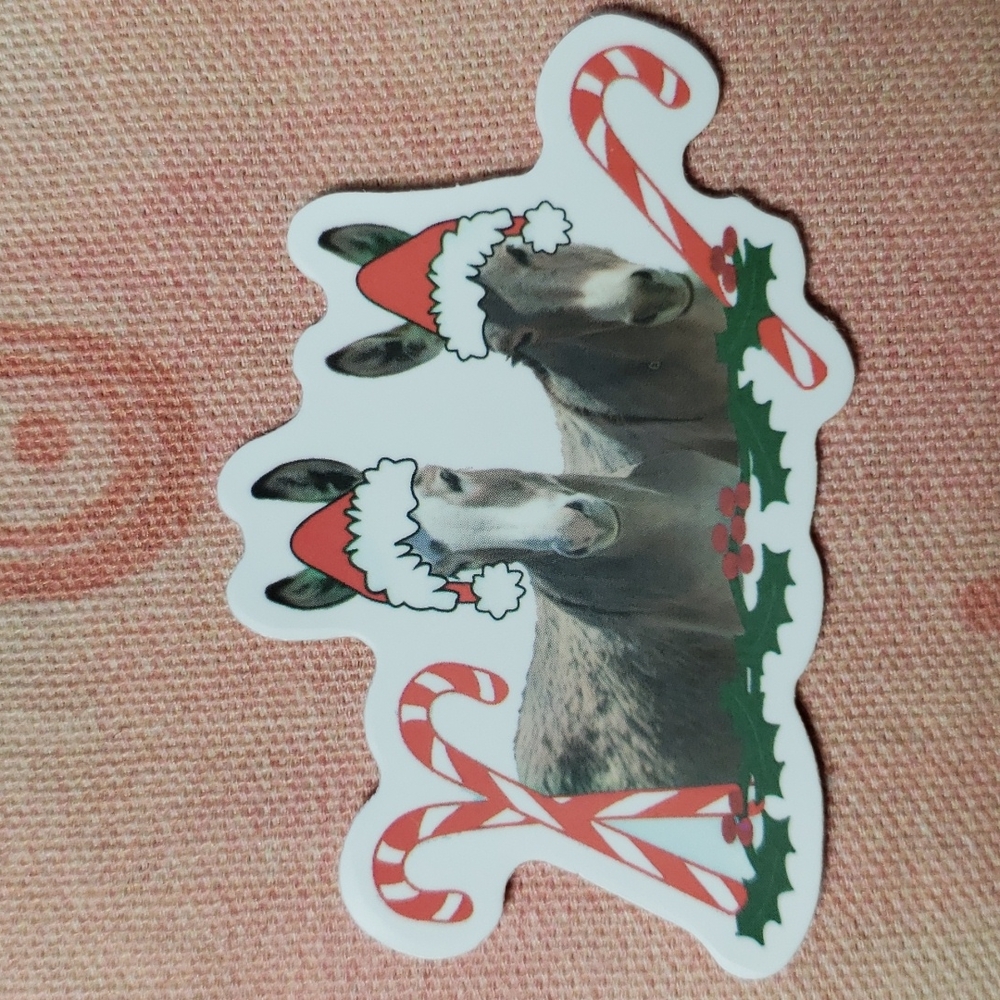 (A) Christmas Donkey Sticker Holiday Stickers Burro Cowgirl Vaquera Western